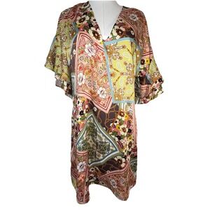 Anthroplogie Uncle Frank Women's XS Multicolor Floral Boho Mini Dress Ruffle EUC